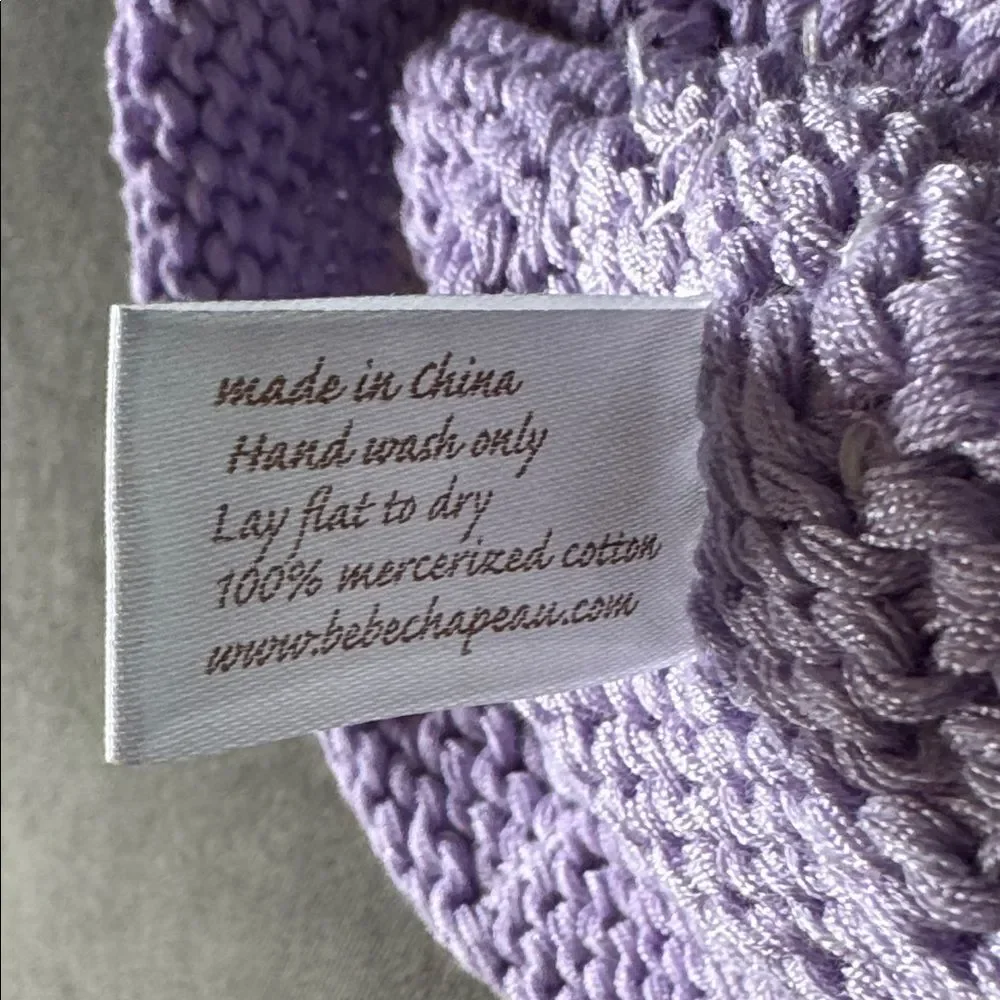 Bebe Chapeau Girls Baby Lilac Hat Daisy on Top 100% Cotton 6-12 months NEW